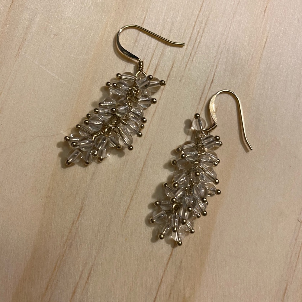 .925 gold over lay clear beads dangle earrings ✨✨